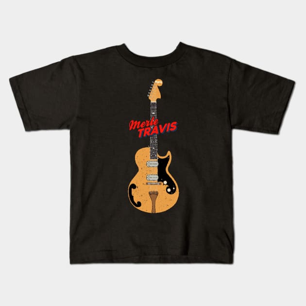 Merle Travis Hollow Body Bigsby Electric Guitar II Kids T-Shirt by Daniel Cash Guitar